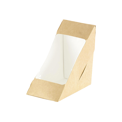 Kartonbox, braun mit PLA-Sichtfenster,